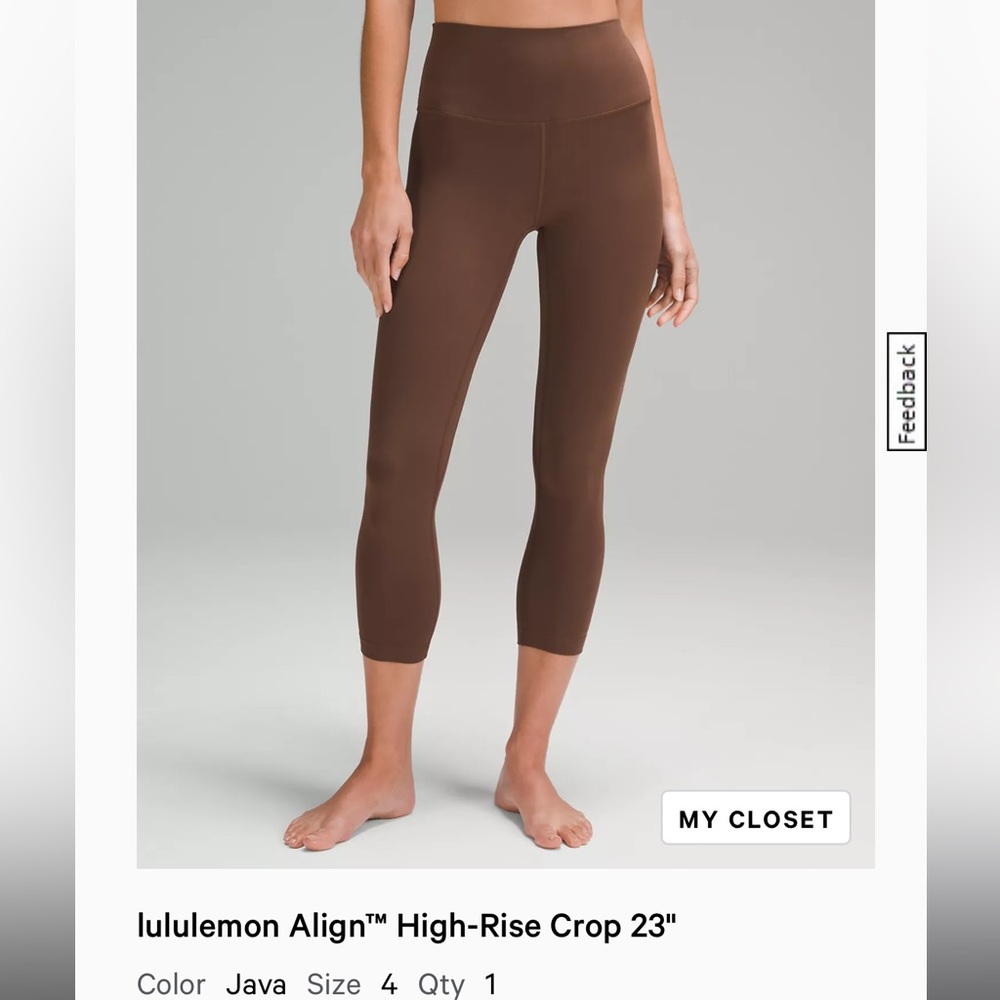Lululemon Align High-Rise Crop 23” - Java Sz 4
